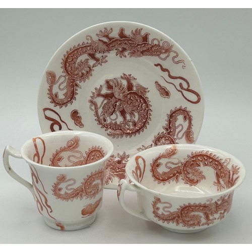 286 - A group of early 19th century transfer printed and hand-painted Spode cups and saucers, c. 1820. Sau... 