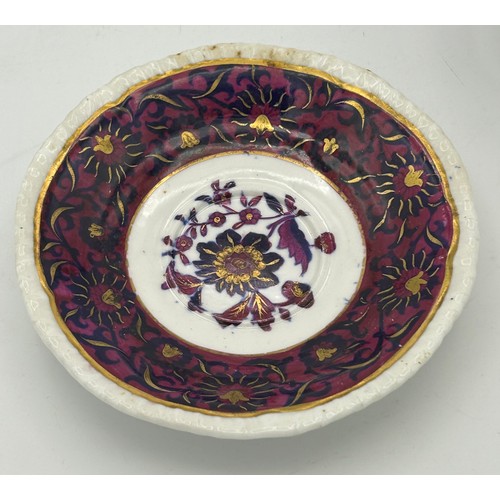 286 - A group of early 19th century transfer printed and hand-painted Spode cups and saucers, c. 1820. Sau... 