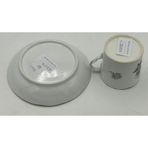 289 - A group of early 19th century bat printed cups and saucers, c. 1820. To include landscape scenes and... 