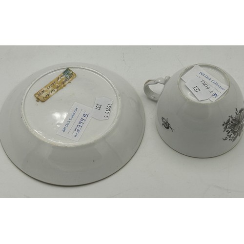 289 - A group of early 19th century bat printed cups and saucers, c. 1820. To include landscape scenes and... 