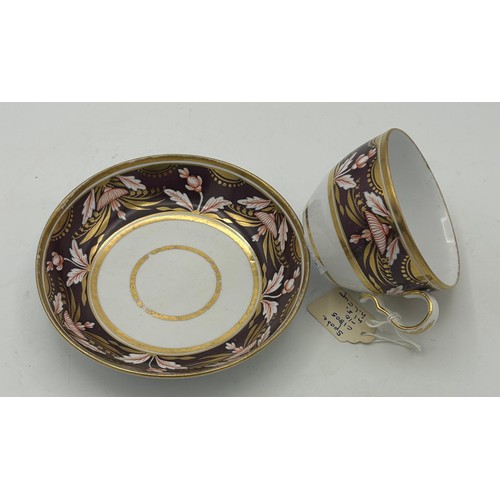 292 - A group of early 19th century hand-painted porcelain cups and saucers, c. 1820. Saucers: 14cm wide. ... 