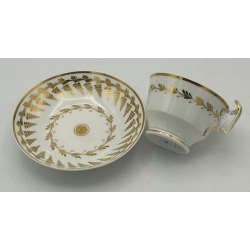 296 - A group of early 19th century hand-painted Spode porcelain cups and saucers with gilding, c. 1820. S... 