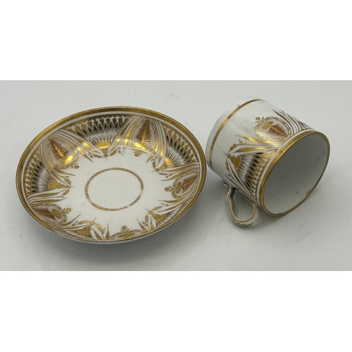 296 - A group of early 19th century hand-painted Spode porcelain cups and saucers with gilding, c. 1820. S... 