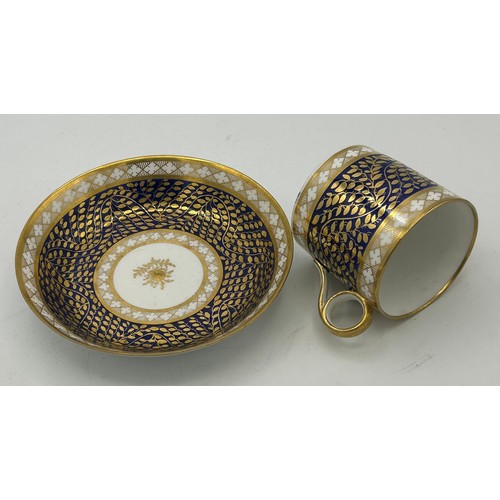 297 - A group of early 19th century hand-painted Spode porcelain cups and saucers with gilding and floral ... 