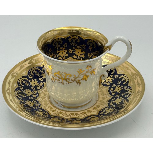 297 - A group of early 19th century hand-painted Spode porcelain cups and saucers with gilding and floral ... 