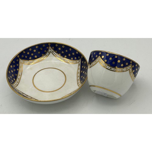 297 - A group of early 19th century hand-painted Spode porcelain cups and saucers with gilding and floral ... 