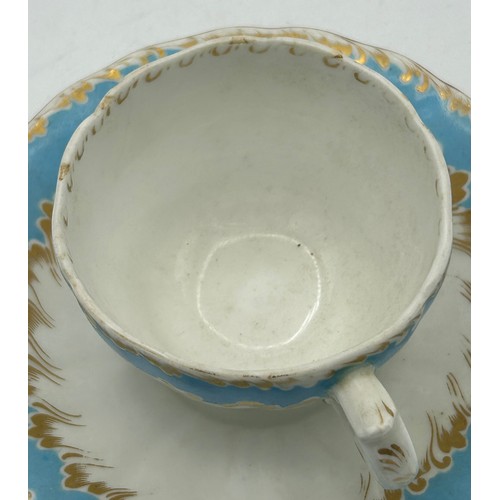 300 - A group of early 19th century hand-painted porcelain cups and saucers with gilding, and hand-painted... 