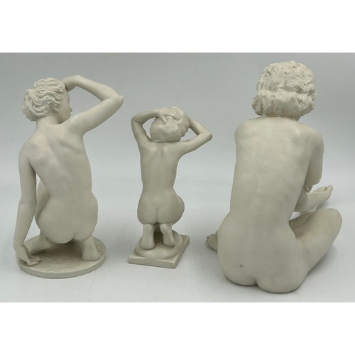 319 - Three bisque porcelain female figurines with Hutschenreuther Selb Germany Kunstabteilung backstamps.... 