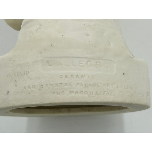 327 - Copeland Parian ware of L'Allegro impressed Ceramic and Crystal Palace Art Union Pub March 1864. J.H... 