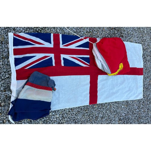 1009 - Three Military Flags to include British Army Flag 12ft x 8ft, Royal Navy White Ensign 3ft 8in x 6ft ... 