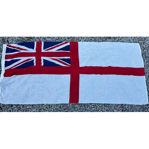 1009 - Three Military Flags to include British Army Flag 12ft x 8ft, Royal Navy White Ensign 3ft 8in x 6ft ... 