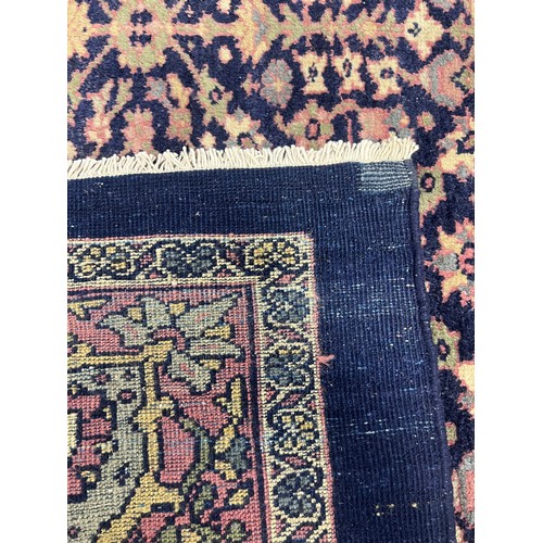 1104 - A good quality blue ground Mahal rug C. 1900's 456 x 343cm.