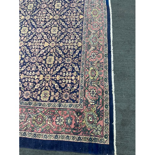 1104 - A good quality blue ground Mahal rug C. 1900's 456 x 343cm.