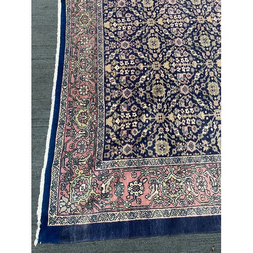 1104 - A good quality blue ground Mahal rug C. 1900's 456 x 343cm.