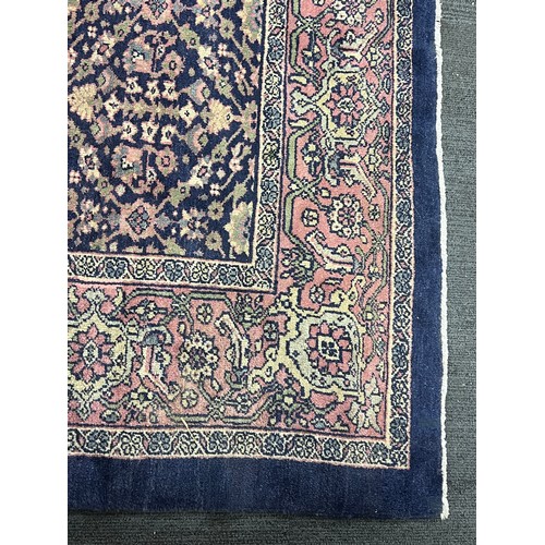 1104 - A good quality blue ground Mahal rug C. 1900's 456 x 343cm.