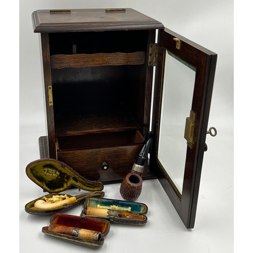 1227 - A miscellany of items to include a Smokers Cabinet 28cm x 21cm x 18cm with drawer, hinged top and gl... 