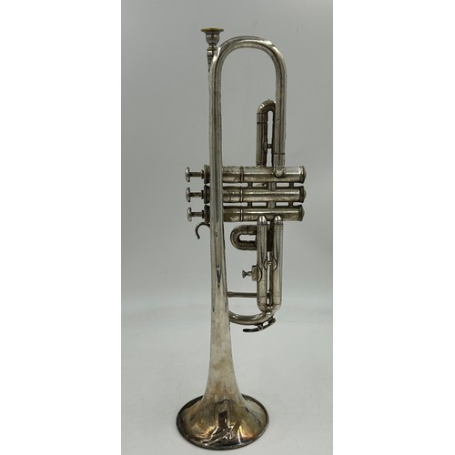 950 - A Besson & Co 'Prototype' Class A Brass Flugelhorn in green carrier along with a cornet, unmarked in... 