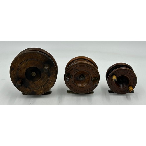 896 - Vintage Fishing Reels to include 2 x Bakelite Allcock Aerialite Swimming Reels, 3 x Mahogany Reels, ... 