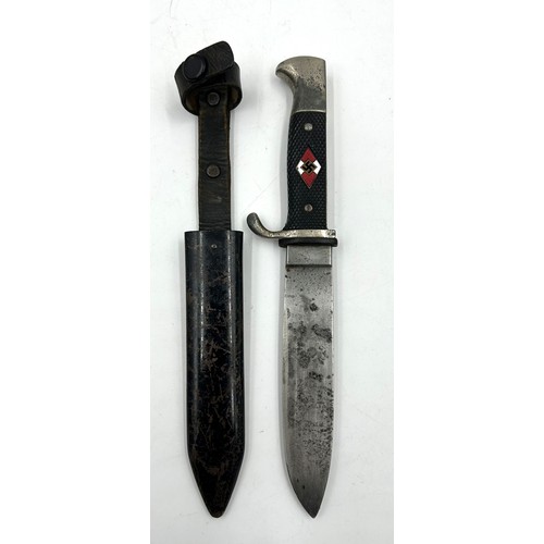 1016 - WW2 German Youth Dagger with RZM Eickhorn Solingen M 7/66 on a single edged blade (14cm) in a metal ... 