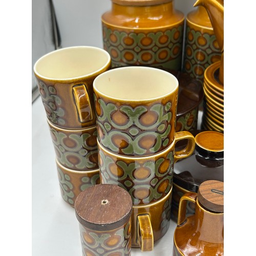 436 - A large quantity of Hornsea Pottery 'Bronte' pattern to include large lidded containers (flour, bisc... 