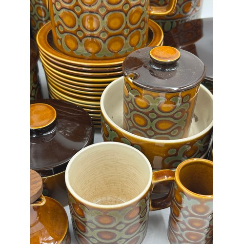 436 - A large quantity of Hornsea Pottery 'Bronte' pattern to include large lidded containers (flour, bisc... 