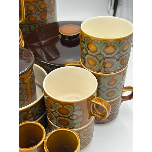 436 - A large quantity of Hornsea Pottery 'Bronte' pattern to include large lidded containers (flour, bisc... 