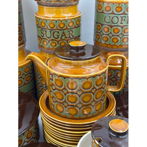 436 - A large quantity of Hornsea Pottery 'Bronte' pattern to include large lidded containers (flour, bisc... 