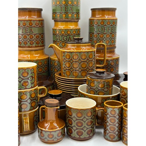 436 - A large quantity of Hornsea Pottery 'Bronte' pattern to include large lidded containers (flour, bisc... 