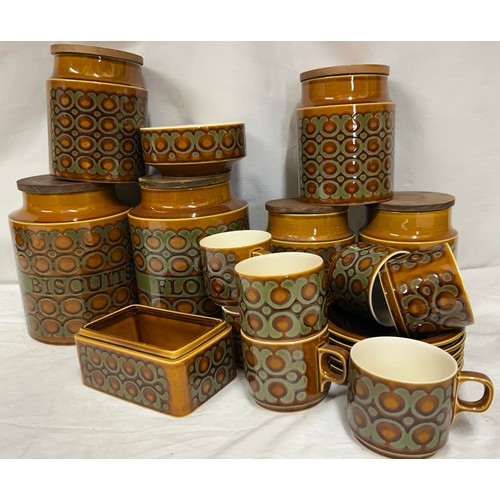 436 - A large quantity of Hornsea Pottery 'Bronte' pattern to include large lidded containers (flour, bisc... 