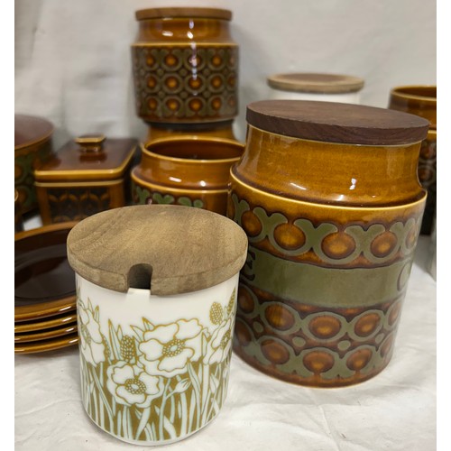 437 - A large quantity of Hornsea Pottery 'Heirloom' on orange and green pattern to include coffee pot, cu... 