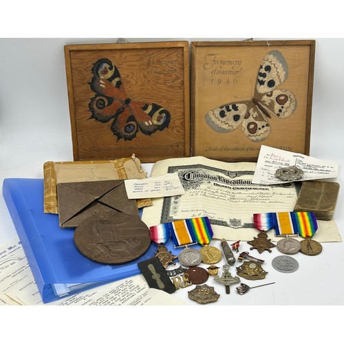 1017 - A collection of WW1 medals in relation to 420529 Pte James Johnson 16th Bn. Canadian Infantry (Manit... 