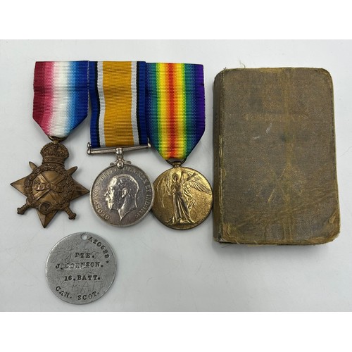 1017 - A collection of WW1 medals in relation to 420529 Pte James Johnson 16th Bn. Canadian Infantry (Manit... 