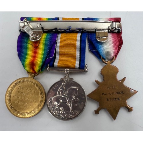 1017 - A collection of WW1 medals in relation to 420529 Pte James Johnson 16th Bn. Canadian Infantry (Manit... 