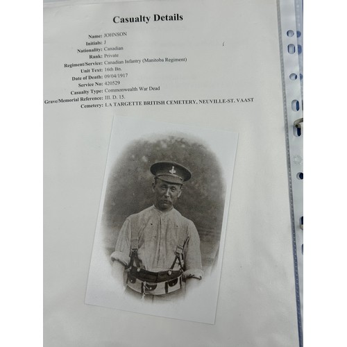 1017 - A collection of WW1 medals in relation to 420529 Pte James Johnson 16th Bn. Canadian Infantry (Manit... 