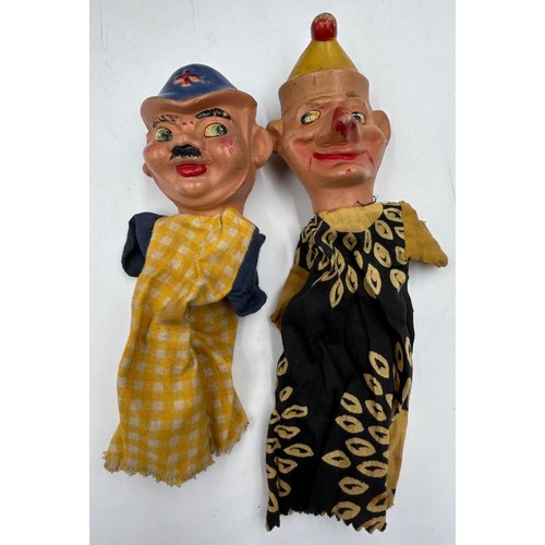 1125 - A collection of mid 20thC Hand Puppets with celluloid heads to include Prudence Kitten, Punch, Polic... 