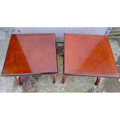 42 - Two mahogany side tables. 51cm h x 57cm x 57cm.