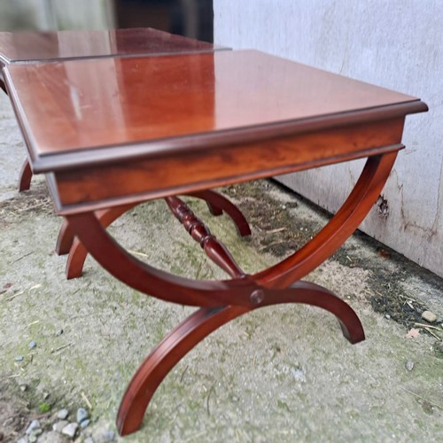 42 - Two mahogany side tables. 51cm h x 57cm x 57cm.