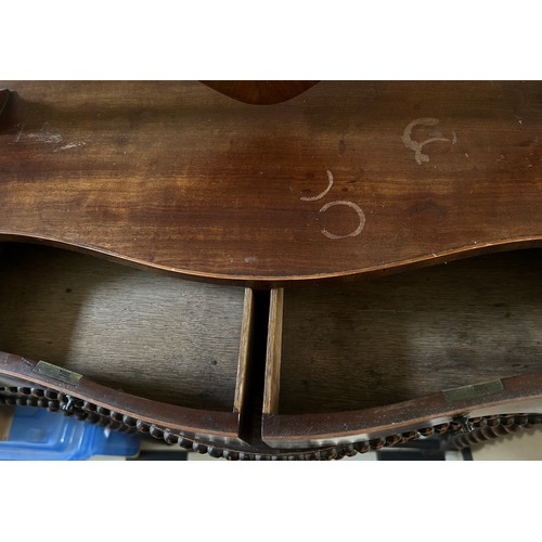 47 - A late 19thC mahogany bow fronted dressing table mirror with drawers to front. 65cm h x 54cm l x 24c... 