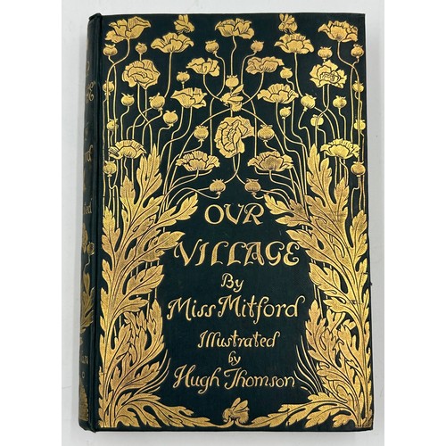 1047 - Victorian gilt tooled book Our Village first edition by Mary Russell Mitford illustrated by Hugh Tho... 