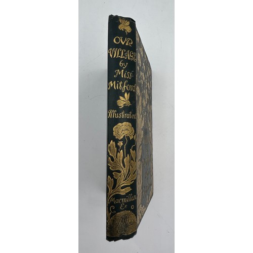 1047 - Victorian gilt tooled book Our Village first edition by Mary Russell Mitford illustrated by Hugh Tho... 