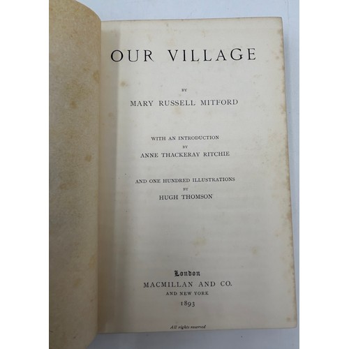 1047 - Victorian gilt tooled book Our Village first edition by Mary Russell Mitford illustrated by Hugh Tho... 