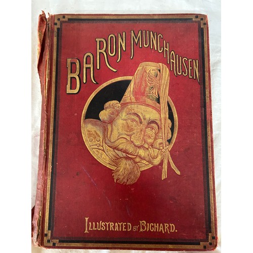 1048 - A collection of books to include The Adventures of Baron Munchausen with colour plates, Mrs Beeton's... 