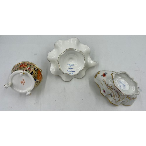 441 - Ceramics to include Meissen shell dish, Coalbrookdale by Coalport chamber stick and a Crown Derby di... 