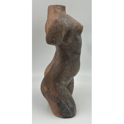 443 - 'Turn' nude terracotta ladies torso by Sophie Howard measuring 43cmh.