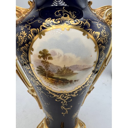 445 - Ceramics to include Coalport vase with Loch scene, signed EO Ball, 21cm h, miniature royal Crown Der... 