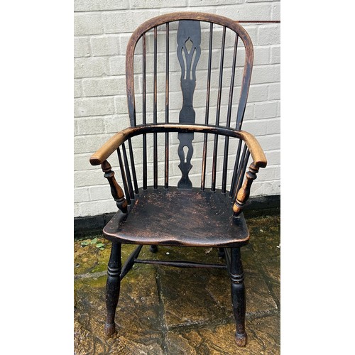 53 - A Windsor chair. 103cm h x 49cm w. Ht to seat 30cm.