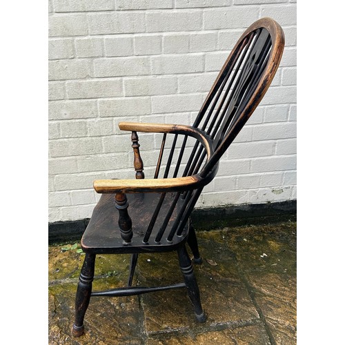 53 - A Windsor chair. 103cm h x 49cm w. Ht to seat 30cm.