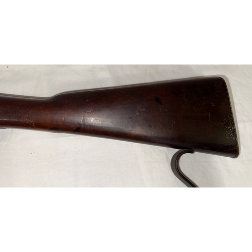 1237 - A percussion volunteers rifle marked with V R Crown 1860 to lock, inscribed V-DNA-2-18 to brass heel... 