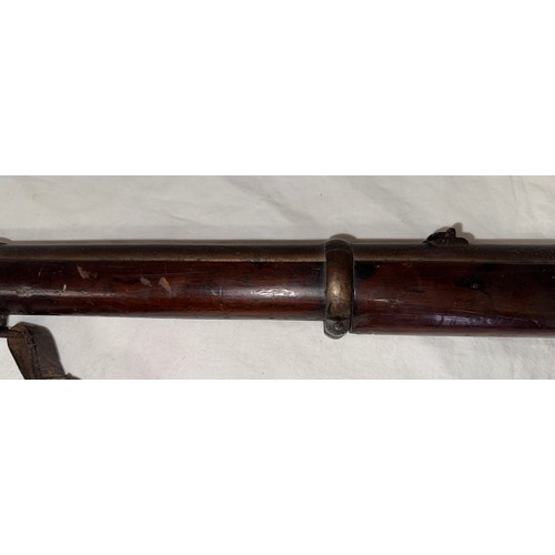 1237 - A percussion volunteers rifle marked with V R Crown 1860 to lock, inscribed V-DNA-2-18 to brass heel... 