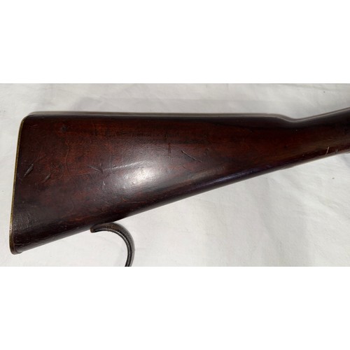 1237 - A percussion volunteers rifle marked with V R Crown 1860 to lock, inscribed V-DNA-2-18 to brass heel... 